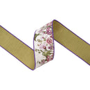 2 1/2" Wired Dupioni Ribbon | Moody Floral w/ Green Backing | 10 Yard Roll