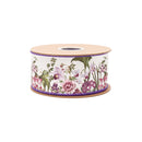 2 1/2" Wired Dupioni Ribbon | Moody Floral w/ Green Backing | 10 Yard Roll