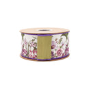 2 1/2" Wired Dupioni Ribbon | Moody Floral w/ Green Backing | 10 Yard Roll