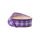 1 1/2" Wired Dupioni Ribbon | Purple Double Harlequin w/ Purple Backing | 10 Yard Roll