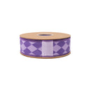 1 1/2" Wired Dupioni Ribbon | Purple Double Harlequin w/ Purple Backing | 10 Yard Roll