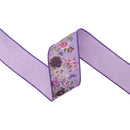 2 1/2" Wired Dupioni Ribbon | Purple Floral on Lavender w/ Purple Backing | 10 Yard Roll