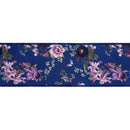 4" Wired Dupioni Ribbon | Moody Purple Floral on Navy Blue w/ Navy Blue Backing | 10 Yard Roll