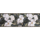 4" Wired Dupioni Ribbon | Elegant Magnolia on Green w/ Off-White Backing | 10 Yard Roll