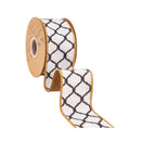 2 1/2" Wired Dupioni Ribbon | Quatrefoil Trellis w/ Brown Backing | 10 Yard Roll
