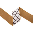 2 1/2" Wired Dupioni Ribbon | Quatrefoil Trellis w/ Brown Backing | 10 Yard Roll