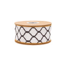 2 1/2" Wired Dupioni Ribbon | Quatrefoil Trellis w/ Brown Backing | 10 Yard Roll