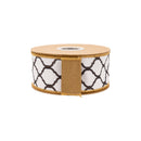 2 1/2" Wired Dupioni Ribbon | Quatrefoil Trellis w/ Brown Backing | 10 Yard Roll