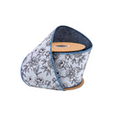 4" Wired Dupioni Ribbon | Black/White Linework Floral on Dusty Blue w/ Blue Backing | 10 Yard Roll