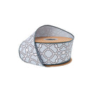 2 1/2" Wired Dupioni Ribbon | Floral Trellis on Dusty Blue w/ Blue Backing | 10 Yard Roll