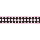 1 1/2" Wired Dupioni Ribbon | Double Black Diamonds on White w/ Hot Pink Backing | 10 Yard Roll
