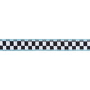 1" Wired Dupioni Ribbon | Black/White Small Checkerboard w/ Blue Backing | 10 Yard Roll