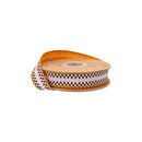 1" Wired Dupioni Ribbon | Black/White Checkerboard Pattern on Pink w/ Orange Backing | 10 Yard Roll