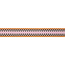 1" Wired Dupioni Ribbon | Black/White Checkerboard Pattern on Pink w/ Orange Backing | 10 Yard Roll
