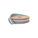 1" Wired Dupioni Ribbon | Black/White Checkerboard Pattern on Pink w/ Blue Backing | 10 Yard Roll