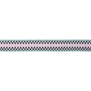 1" Wired Dupioni Ribbon | Black/White Checkerboard Pattern on Pink w/ Blue Backing | 10 Yard Roll