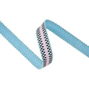 1" Wired Dupioni Ribbon | Black/White Checkerboard Pattern on Pink w/ Blue Backing | 10 Yard Roll