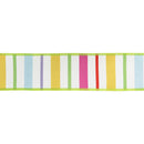 2 1/2" Wired Dupioni Ribbon | Multiple Colors Horizontal Stripe on White w/ Green Backing | 10 Yard Roll