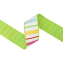 2 1/2" Wired Dupioni Ribbon | Multiple Colors Horizontal Stripe on White w/ Green Backing | 10 Yard Roll