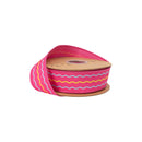 1 1/2" Wired Dupioni Ribbon | Multicolor Wavy on Hot Pink w/ Hot Pink Backing | 10 Yard Roll