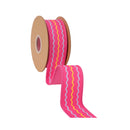 1 1/2" Wired Dupioni Ribbon | Multicolor Wavy on Hot Pink w/ Hot Pink Backing | 10 Yard Roll