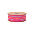 1 1/2" Wired Dupioni Ribbon | Multicolor Wavy on Hot Pink w/ Hot Pink Backing | 10 Yard Roll
