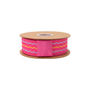 1 1/2" Wired Dupioni Ribbon | Multicolor Wavy on Hot Pink w/ Hot Pink Backing | 10 Yard Roll