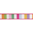 1 1/2" Wired Dupioni Ribbon | Multicolor Wide Horizontal Stripe w/ Hot Pink Backing | 10 Yard Roll