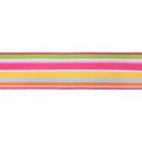 2 1/2" Wired Dupioni Ribbon | Multicolor Varied Stripe w/ Hot Pink Backing | 10 Yard Roll