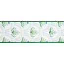 4" Wired Dupioni Ribbon | Watercolor Cornflower Pattern on White w/ Green Backing | 10 Yard Roll