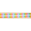 2 1/2" Wired Dupioni Ribbon | Bright Multi-Check w/ Yellow Backing | 10 Yard Roll