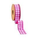 1 1/2" Wired Dupioni Ribbon | Pink/White Herringbone w/ Pink Backing | 10 Yard Roll