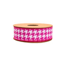 1 1/2" Wired Dupioni Ribbon | Pink/White Herringbone w/ Pink Backing | 10 Yard Roll