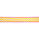 1 1/2" Wired Dupioni Ribbon | Yellow/White Diagonal Stripe w/ Pink Backing | 10 Yard Roll
