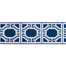 4" Wired Dupioni Ribbon | White Garden Trellis on Navy Blue w/ Navy Blue Backing | 10 Yard Roll