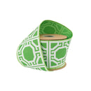 4" Wired Dupioni Ribbon | White Garden Trellis on w/ Green Backing | 10 Yard Roll