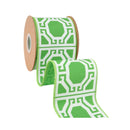 4" Wired Dupioni Ribbon | White Garden Trellis on w/ Green Backing | 10 Yard Roll