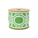 4" Wired Dupioni Ribbon | White Garden Trellis on w/ Green Backing | 10 Yard Roll