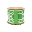 4" Wired Dupioni Ribbon | White Garden Trellis on w/ Green Backing | 10 Yard Roll