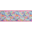 4" Wired Dupioni Ribbon | Tropical Floral w/ Lime Green Backing | 10 Yard Roll