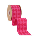 2 1/2" Wired Dupioni Ribbon | Triple Pink on Pink Harlequin w/ Hot Pink Backing | 10 Yard Roll