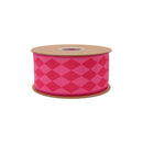 2 1/2" Wired Dupioni Ribbon | Triple Pink on Pink Harlequin w/ Hot Pink Backing | 10 Yard Roll