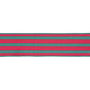 2 1/2" Wired Dupioni Ribbon | Pink/Green Stripe w/ Hot Pink Backing | 10 Yard Roll