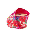 4" Wired Dupioni Ribbon | Hot Pink Floral w/ Hot Pink Backing | 10 Yard Roll