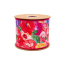 4" Wired Dupioni Ribbon | Hot Pink Floral w/ Hot Pink Backing | 10 Yard Roll