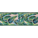 4" Wired Dupioni Ribbon | Tropical Palms on Pink w/ Green Backing | 10 Yard Roll