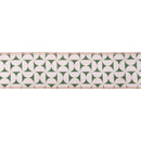 2 1/2" Wired Dupioni Ribbon | Retro Geometric Pattern on Green w/ Pink Backing | 10 Yard Roll