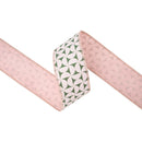2 1/2" Wired Dupioni Ribbon | Retro Geometric Pattern on Green w/ Pink Backing | 10 Yard Roll