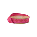 1" Wired Dupioni Ribbon | Single Dark Rose Pink Harlequin on Hot Pink w/ Hot Pink Backing | 10 Yard Roll