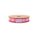 1" Wired Dupioni Ribbon | Single Purple Diamonds on Hot Pink w/ Purple Backing | 10 Yard Roll